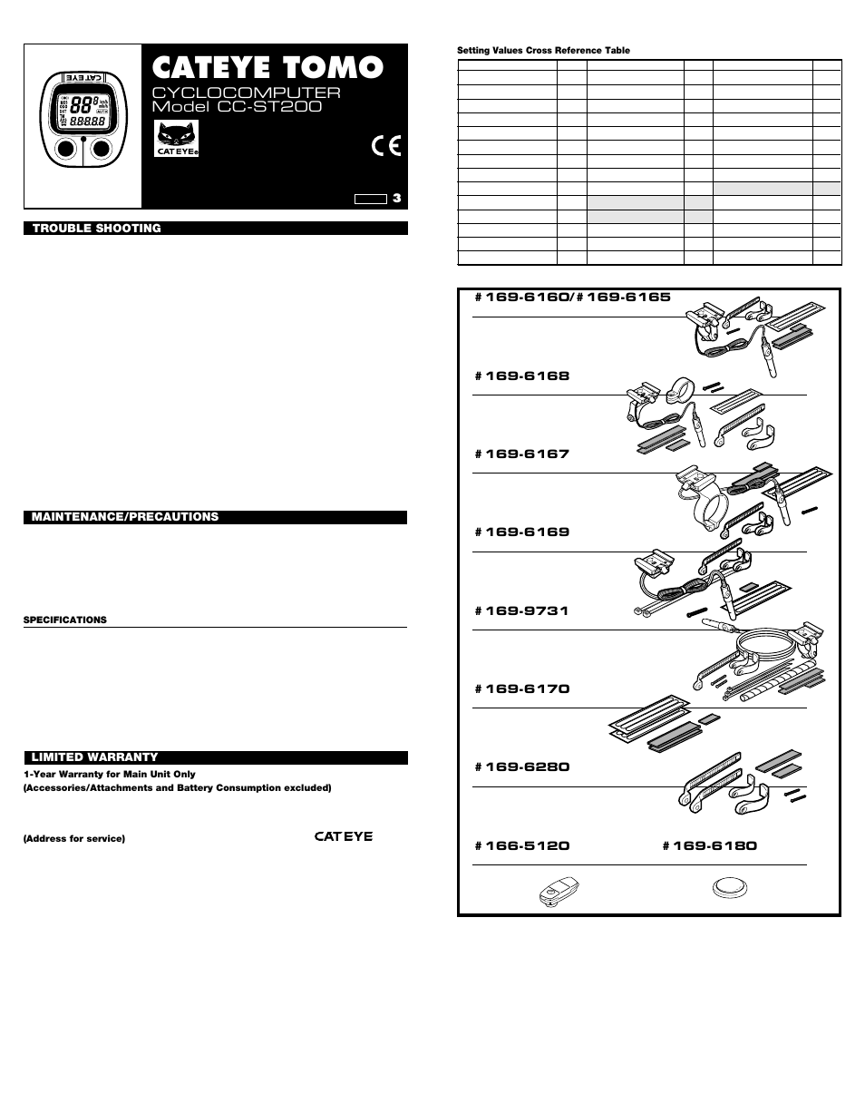 CatEye Tomo CC ST-200 User Manual | 2 pages