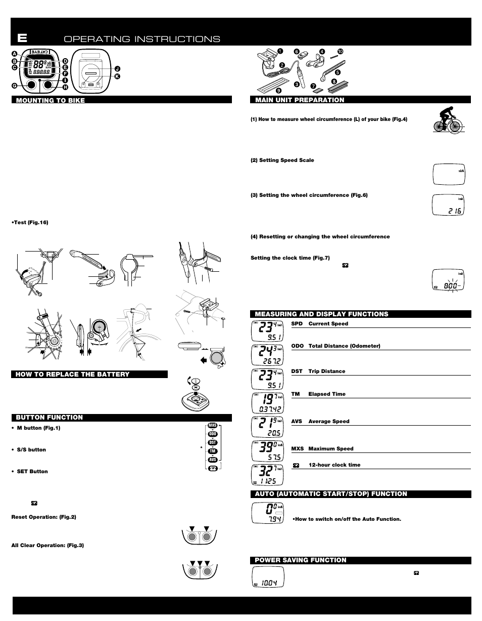 Operating instructions | CatEye Tomo CC ST-200 User Manual | Page 2 / 2