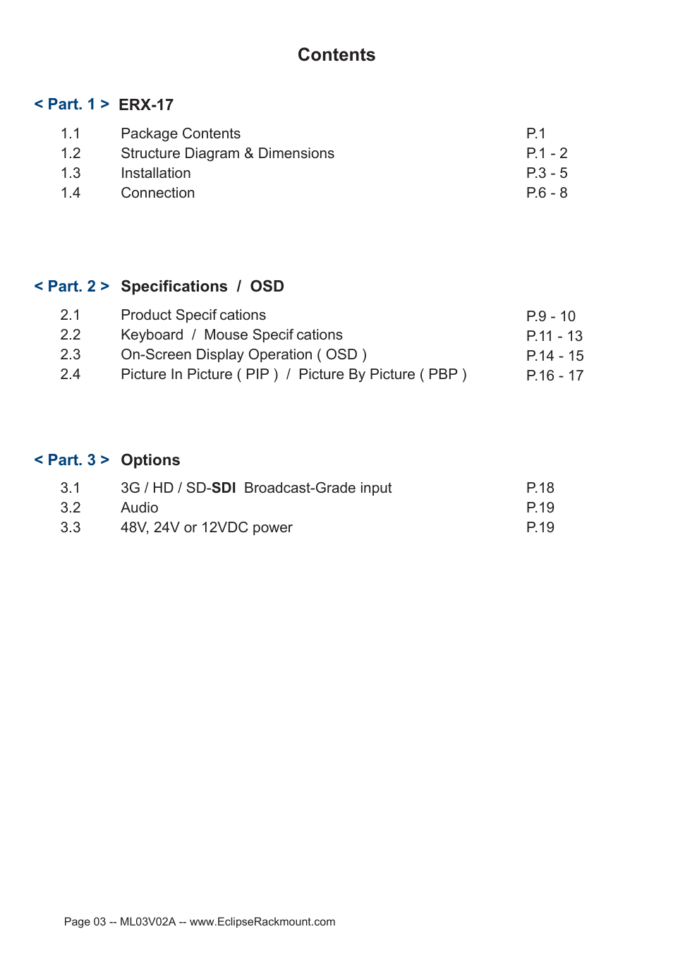 Eclipse Rackmount ERX Series User Manual | Page 3 / 24