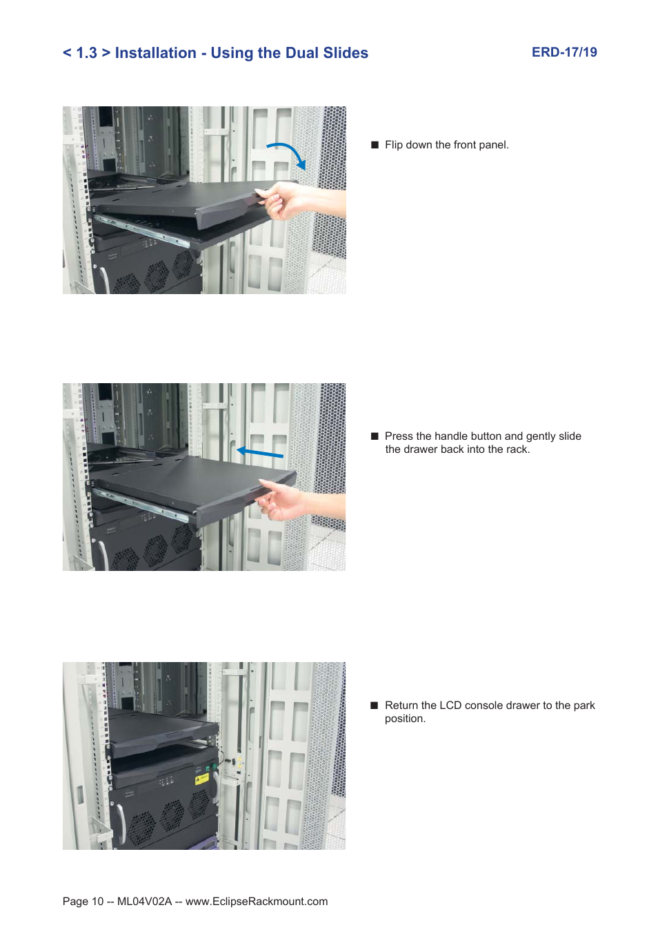 3 > installation - using the dual slides | Eclipse Rackmount ERD Series User Manual | Page 10 / 18