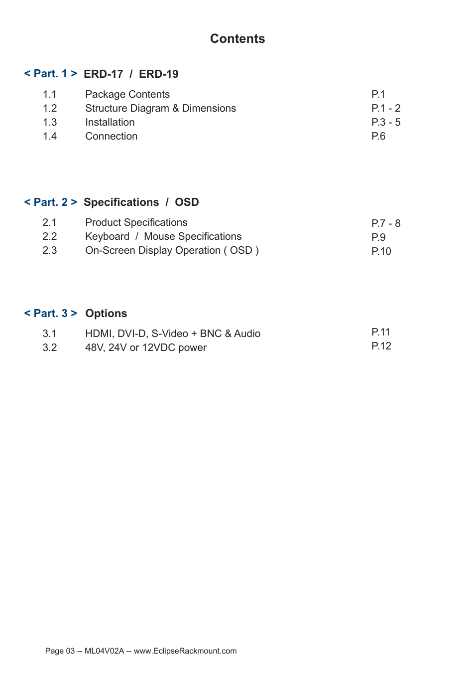 Eclipse Rackmount ERD Series User Manual | Page 3 / 18