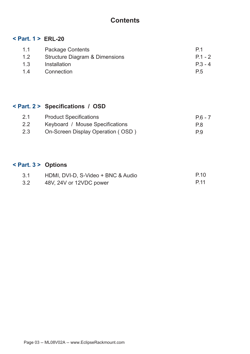 Eclipse Rackmount ERL Series User Manual | Page 3 / 17