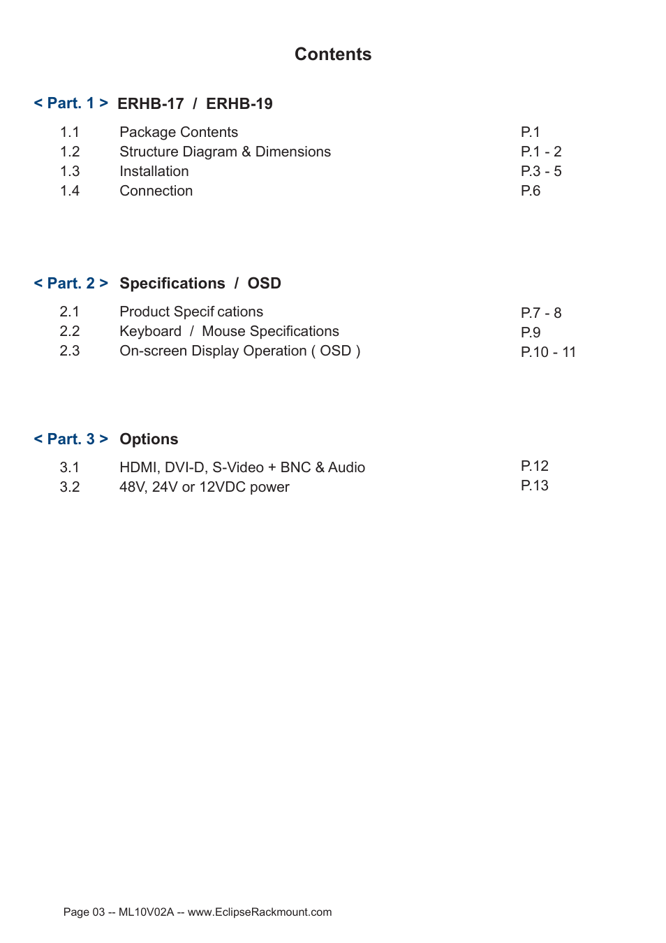 Eclipse Rackmount ERHB Series User Manual | Page 3 / 19