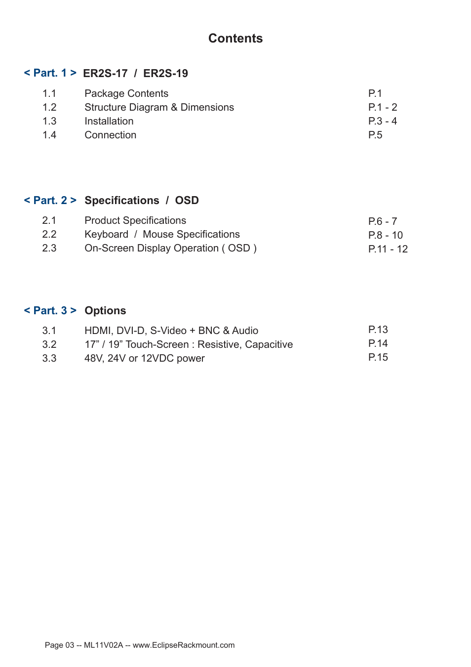 Eclipse Rackmount ER2S Series User Manual | Page 3 / 20