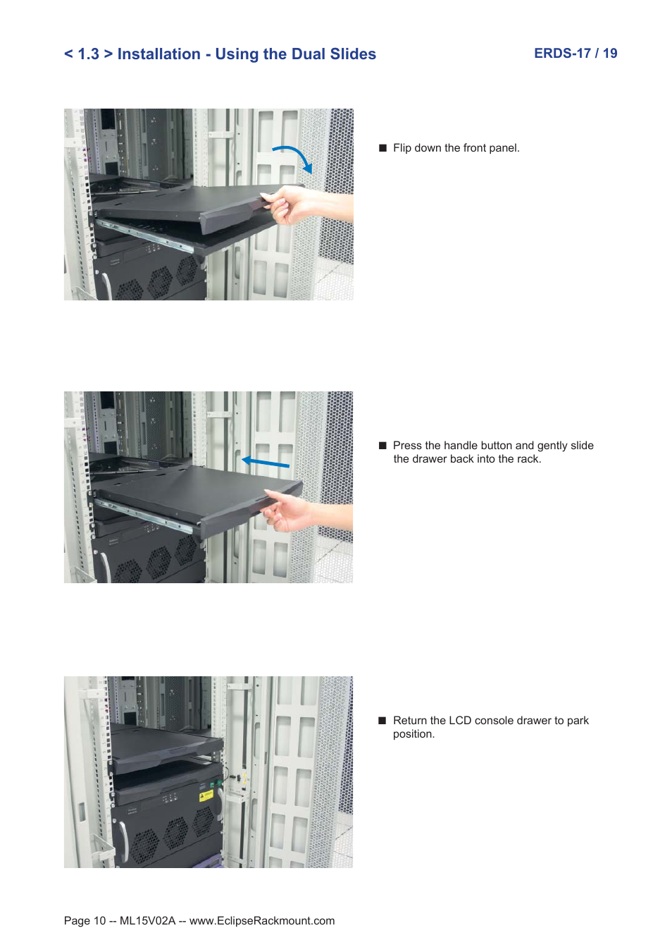 3 > installation - using the dual slides | Eclipse Rackmount ERDS Series User Manual | Page 10 / 19