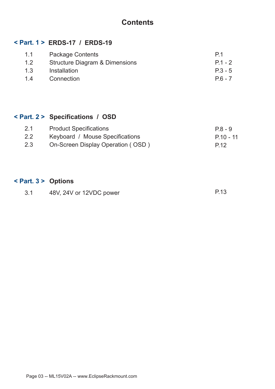 Eclipse Rackmount ERDS Series User Manual | Page 3 / 19