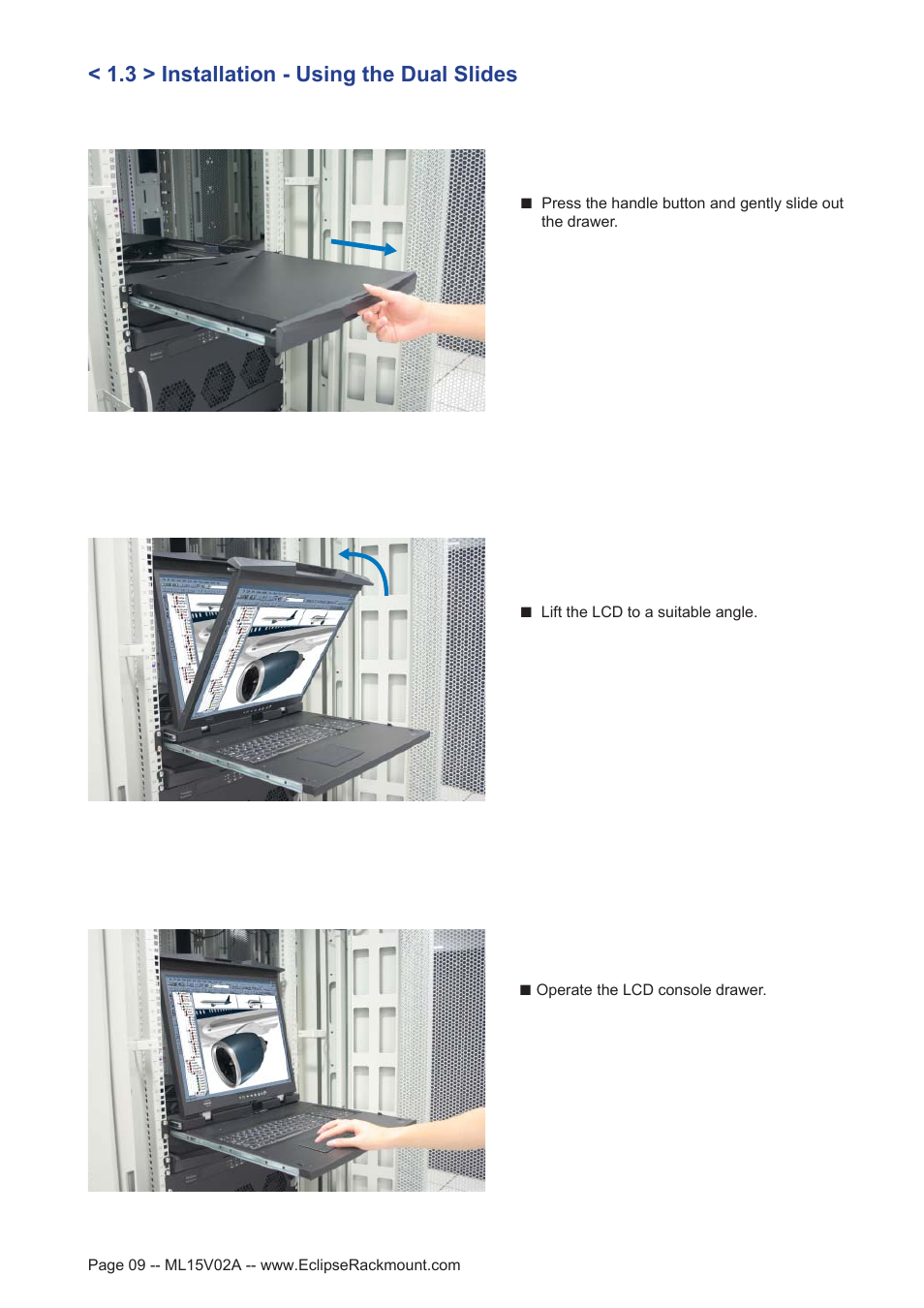 3 > installation - using the dual slides | Eclipse Rackmount ERDS Series User Manual | Page 9 / 19