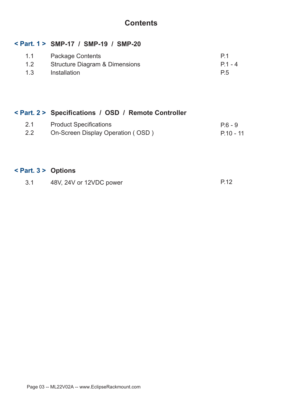 Eclipse Rackmount SMP Series User Manual | Page 3 / 17