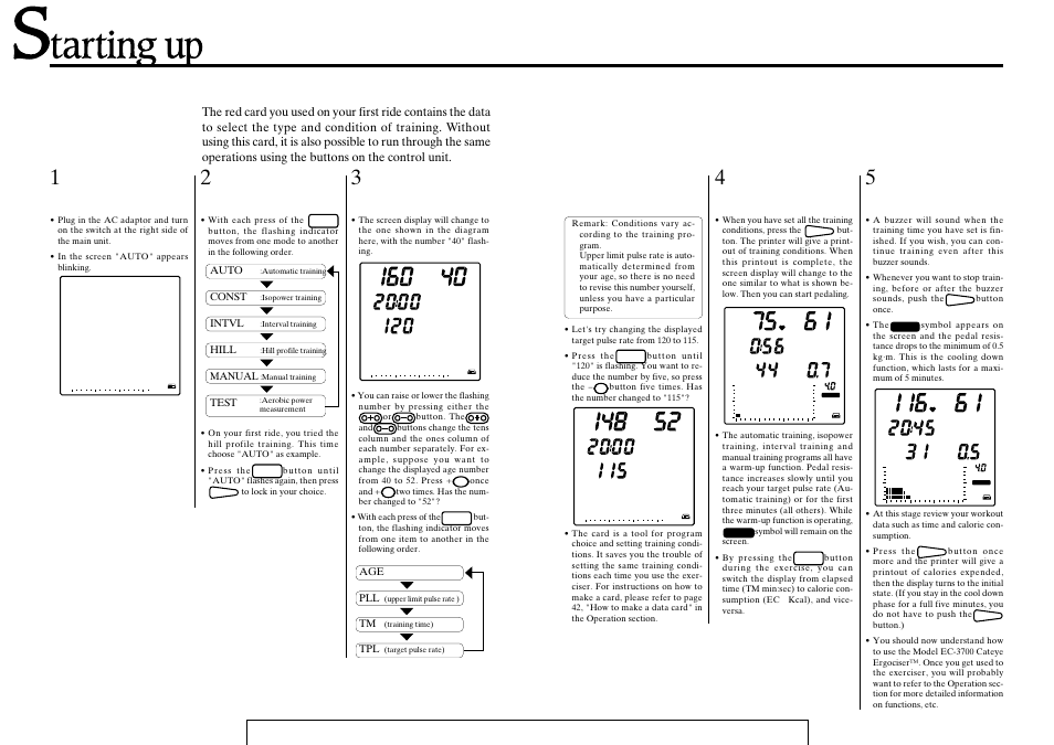 Using your cateye ergociser™ without a data card | CatEye EC-37OO User Manual | Page 13 / 32