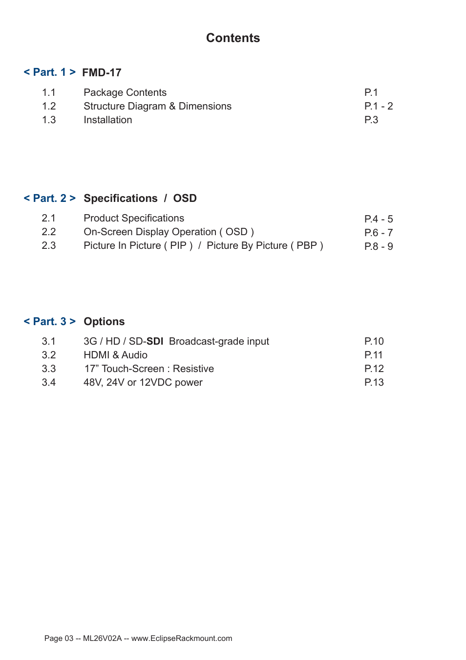 Eclipse Rackmount FMD Series User Manual | Page 3 / 18