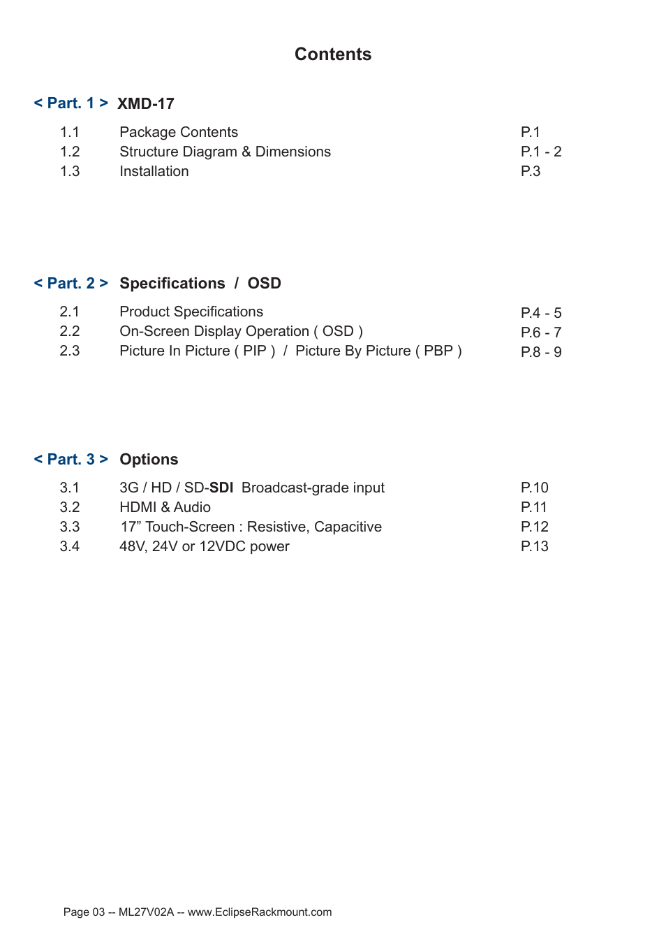 Eclipse Rackmount XMD Series User Manual | Page 3 / 18