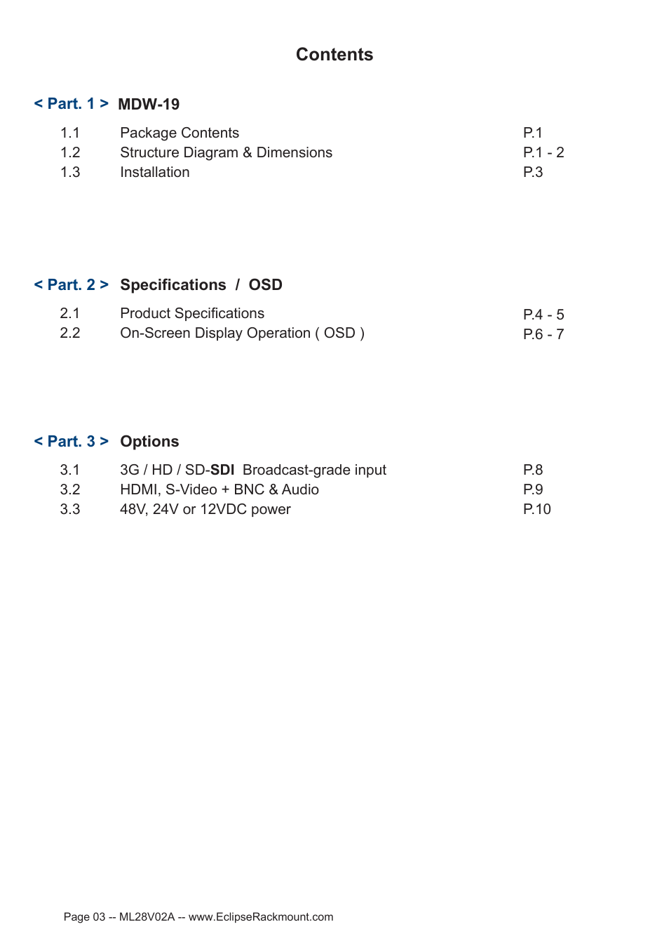 Eclipse Rackmount MDW Series User Manual | Page 3 / 15