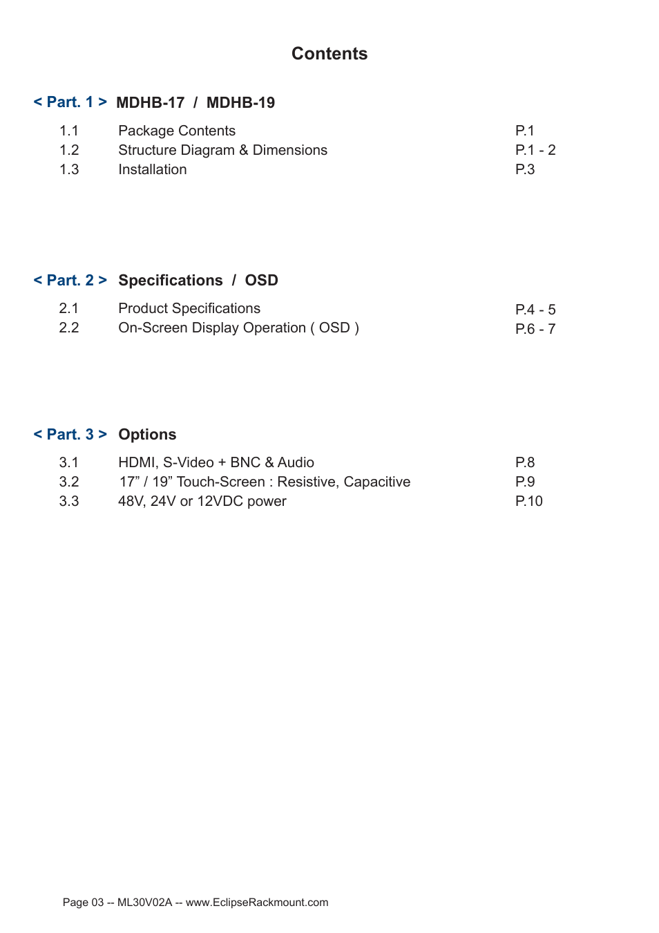 Eclipse Rackmount MDHB Series User Manual | Page 3 / 15