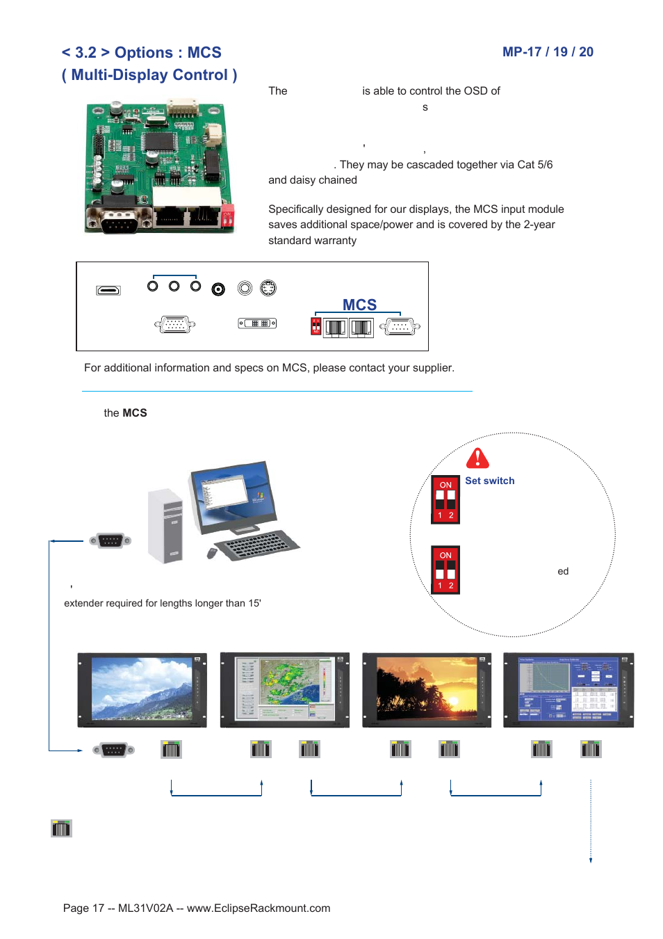 2 > options : mcs, Multi-display control ) | Eclipse Rackmount MP Series User Manual | Page 17 / 23