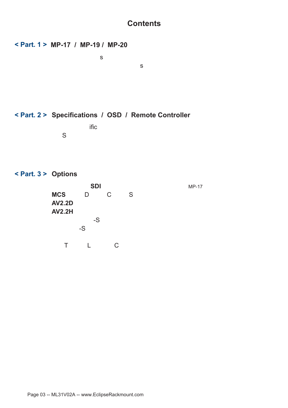 Eclipse Rackmount MP Series User Manual | Page 3 / 23