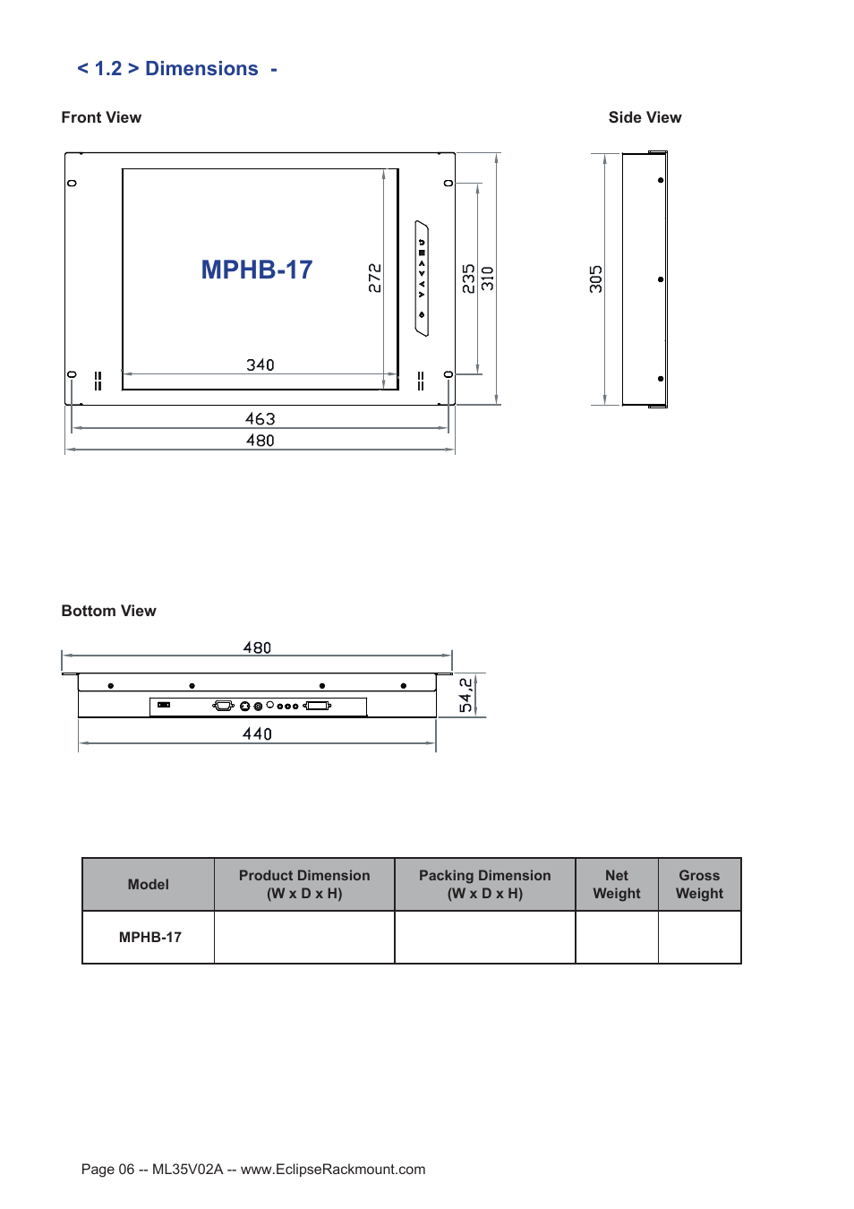 Mphb-17, 2 > dimensions | Eclipse Rackmount MPHB Series User Manual | Page 6 / 19