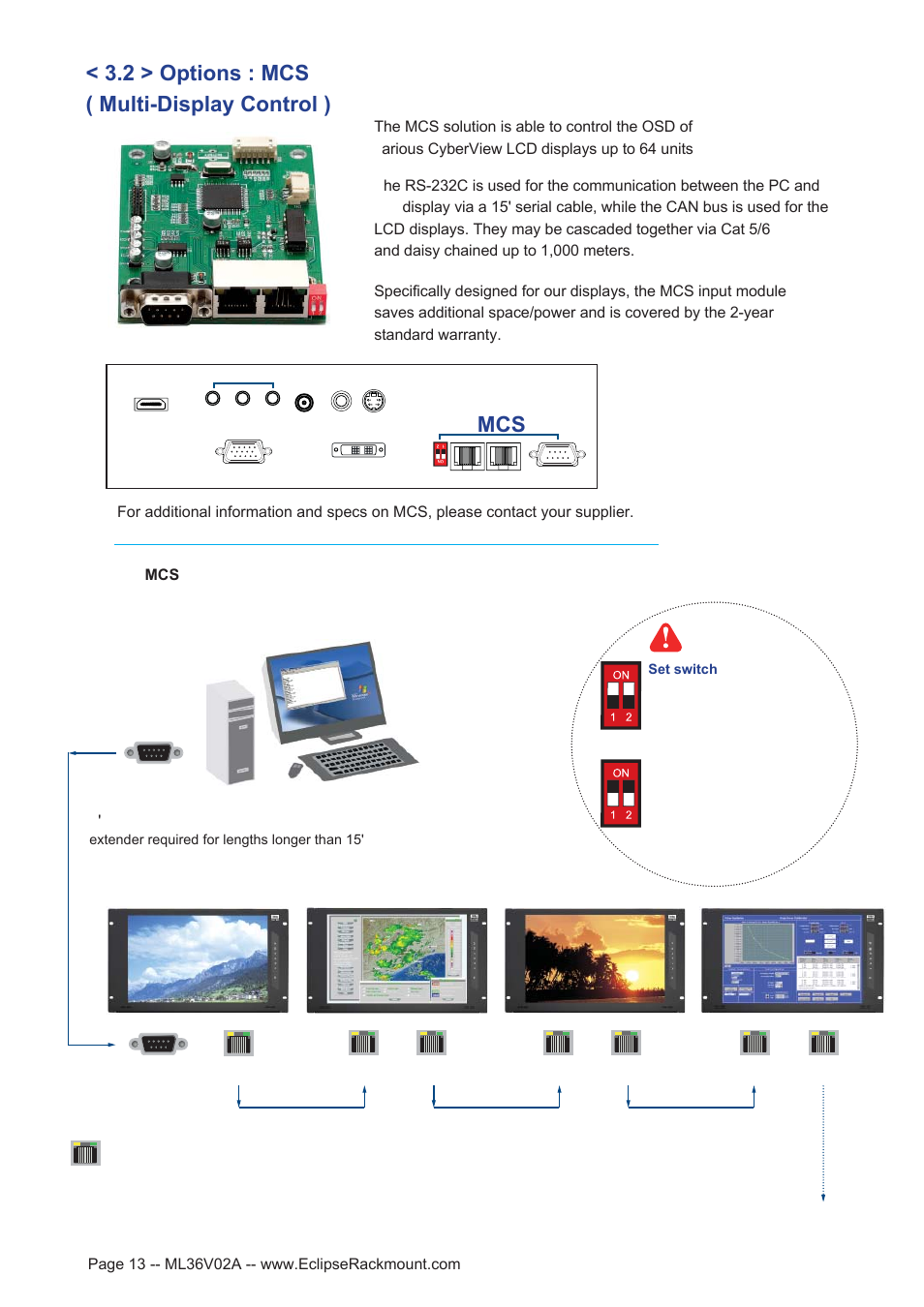 2 > options : mcs, Multi-display control ) | Eclipse Rackmount MPHBW Series User Manual | Page 13 / 18