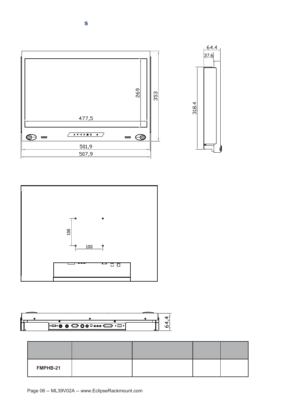 2 > dimension s | Eclipse Rackmount FMPHB-21 User Manual | Page 6 / 21