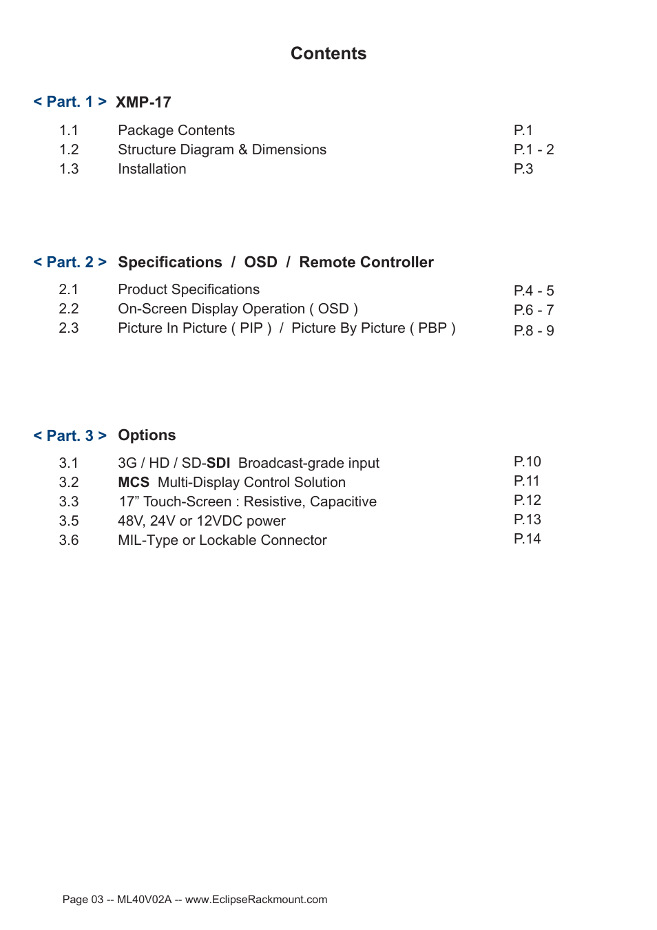 Eclipse Rackmount XMP Series User Manual | Page 3 / 19