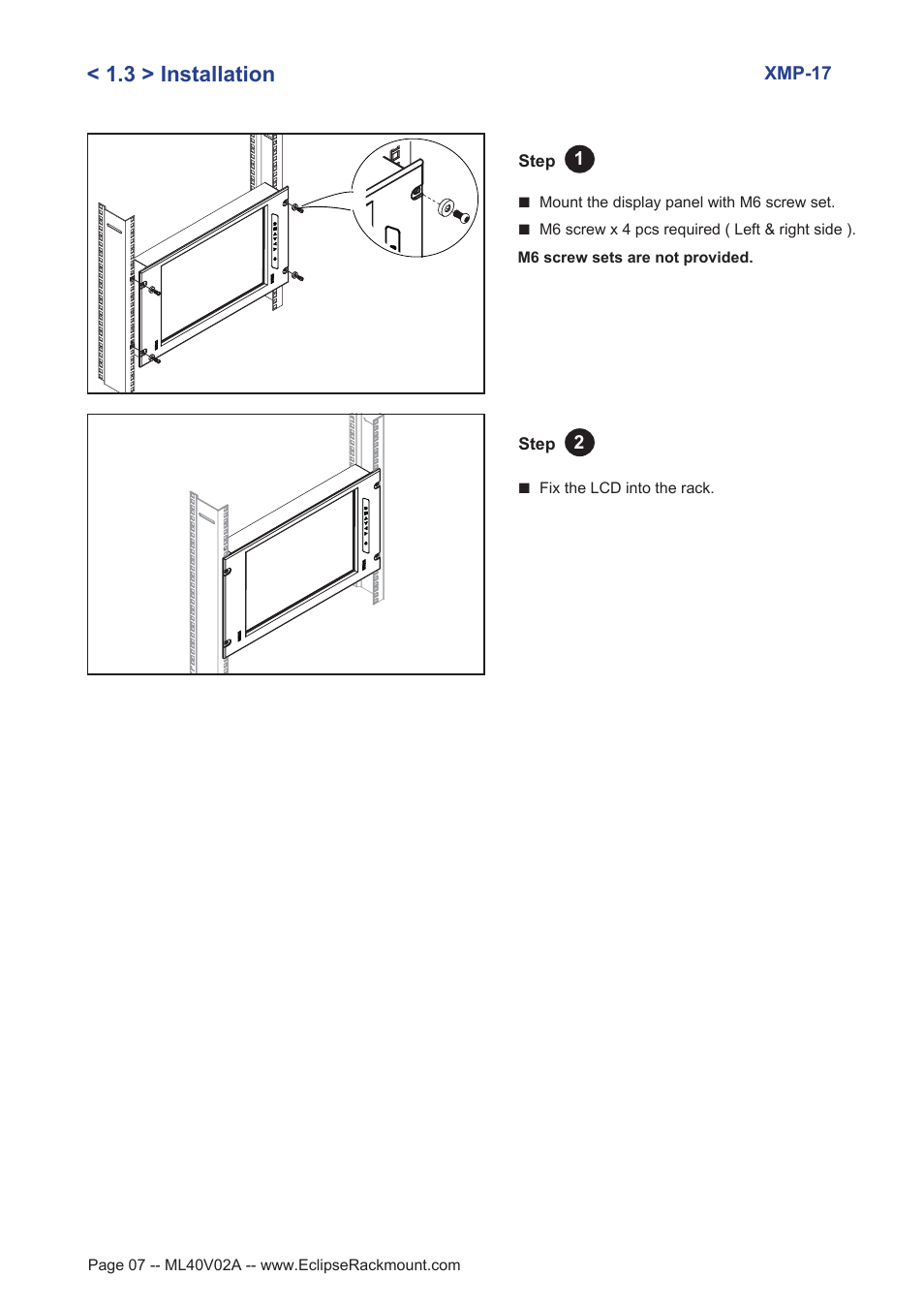 3 > installation | Eclipse Rackmount XMP Series User Manual | Page 7 / 19