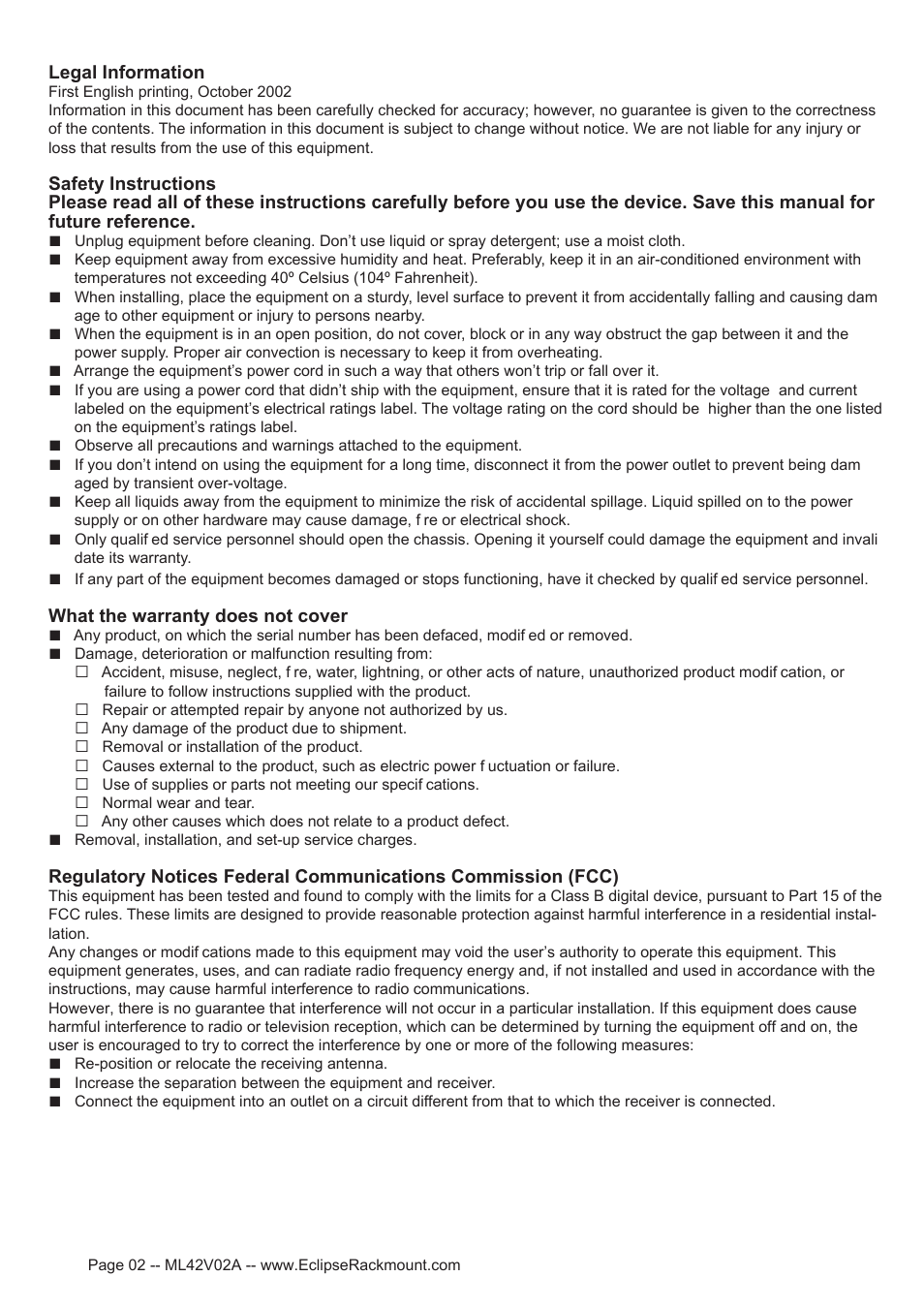 Eclipse Rackmount KD2 Series User Manual | Page 2 / 12
