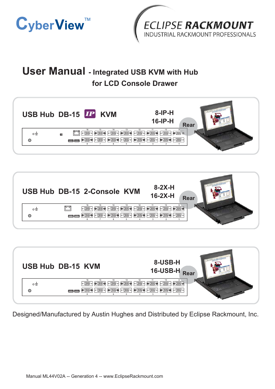 Eclipse Rackmount USB KVM with Hub User Manual | 23 pages