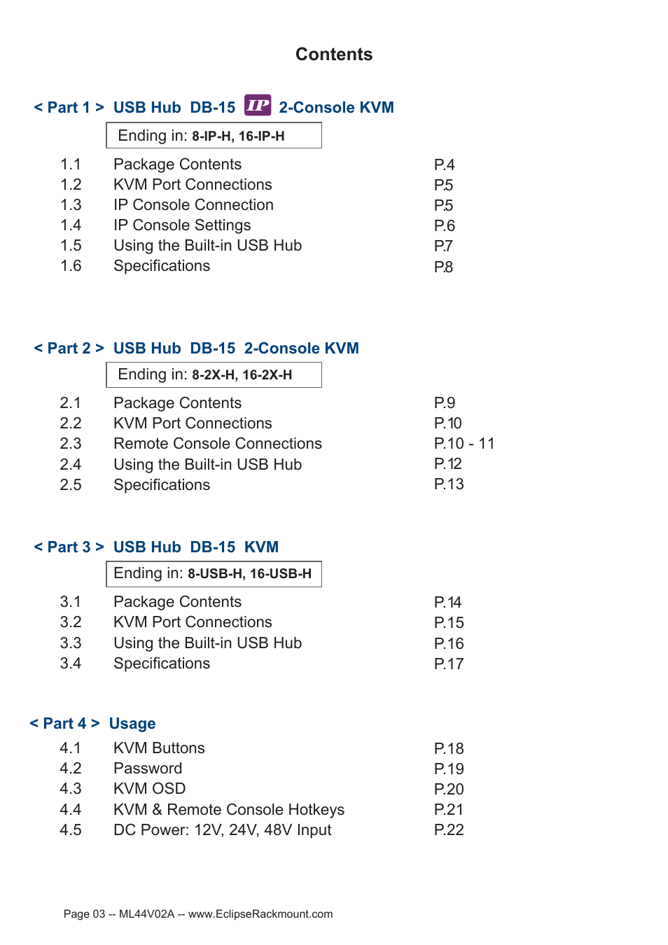 Eclipse Rackmount USB KVM with Hub User Manual | Page 3 / 23