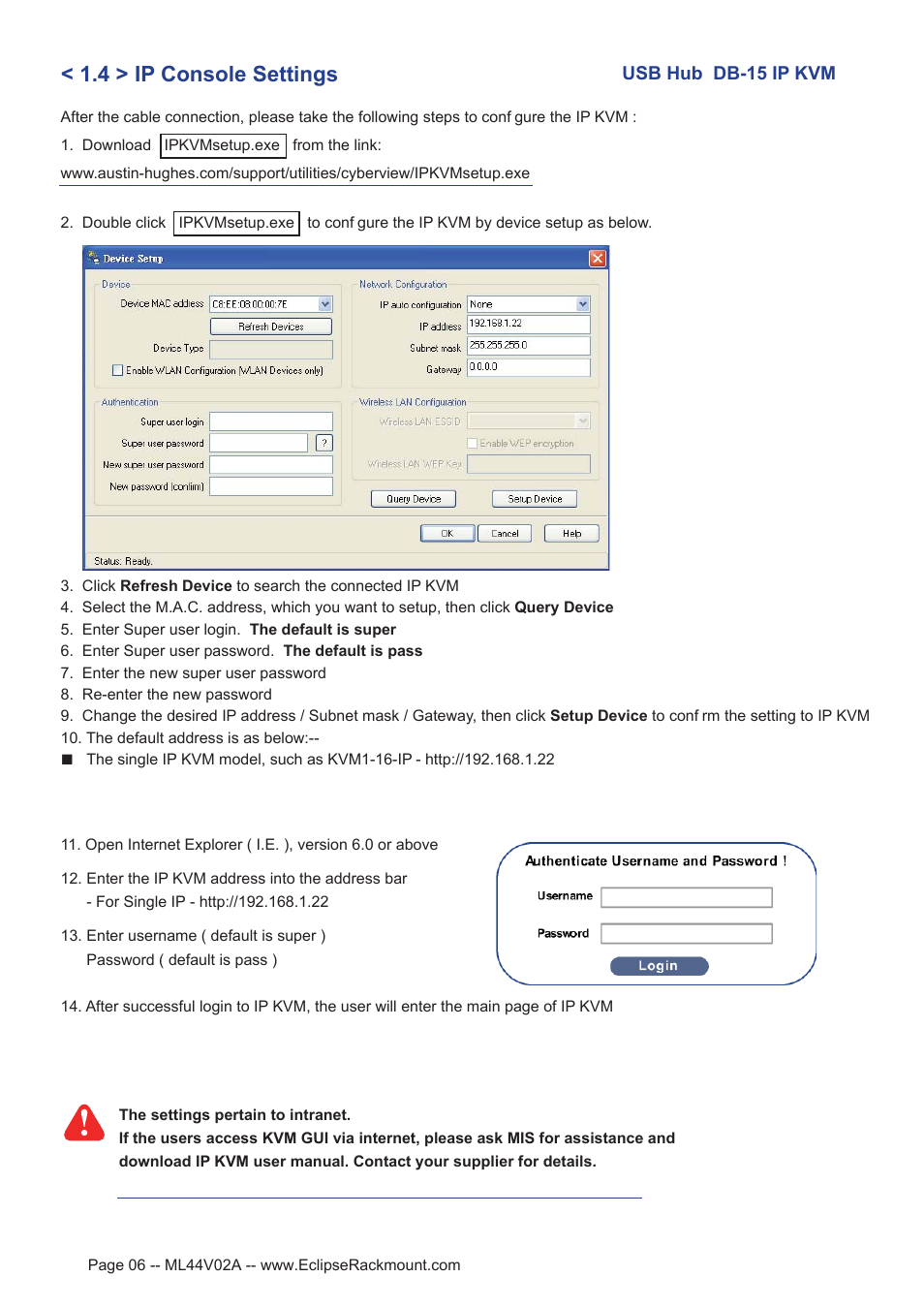 4 > ip console settings | Eclipse Rackmount USB KVM with Hub User Manual | Page 6 / 23
