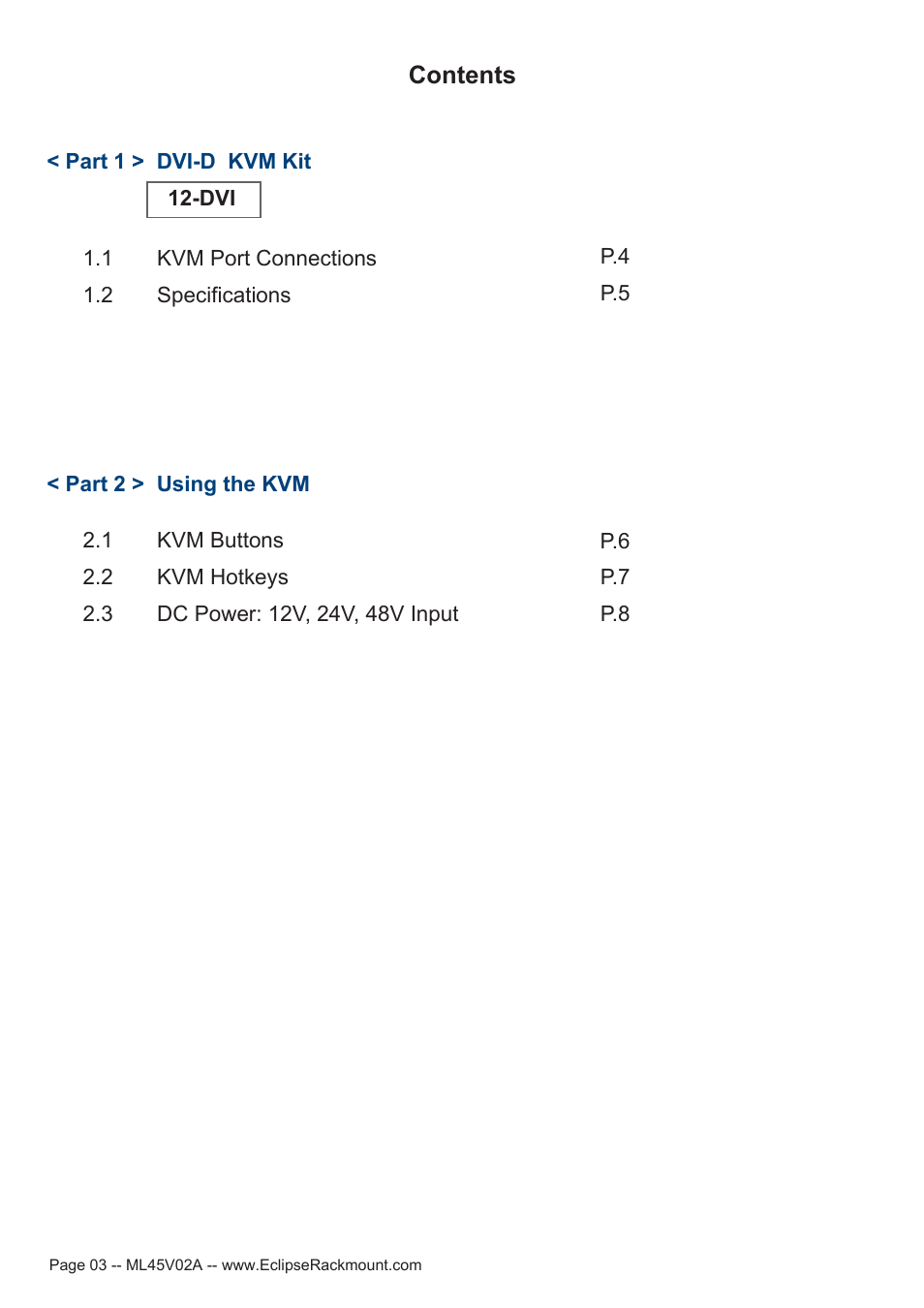 Eclipse Rackmount DVI-D KVM User Manual | Page 3 / 9