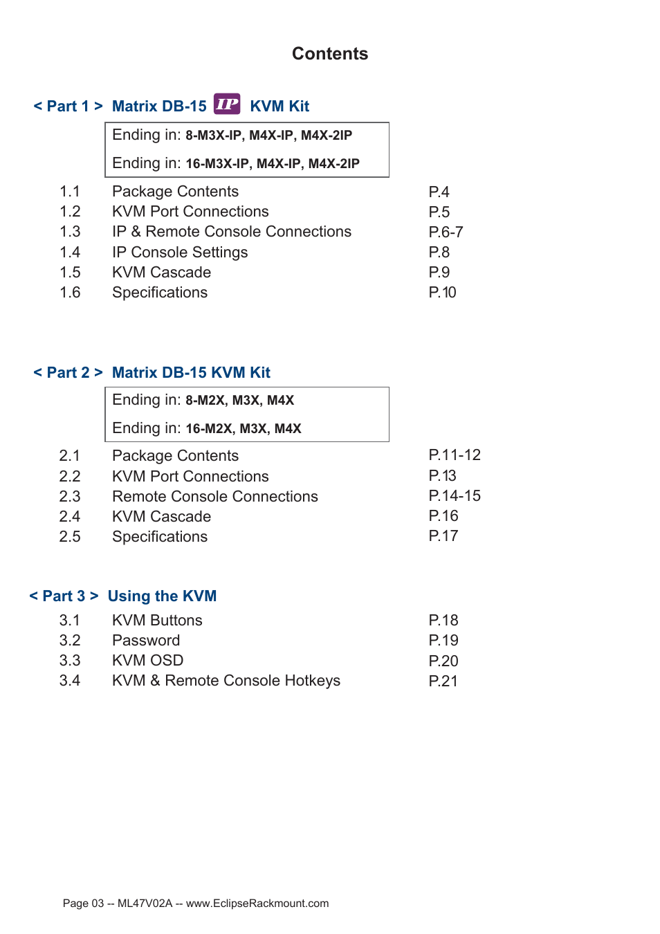 Eclipse Rackmount Multi-User Matrix KVM User Manual | Page 3 / 22
