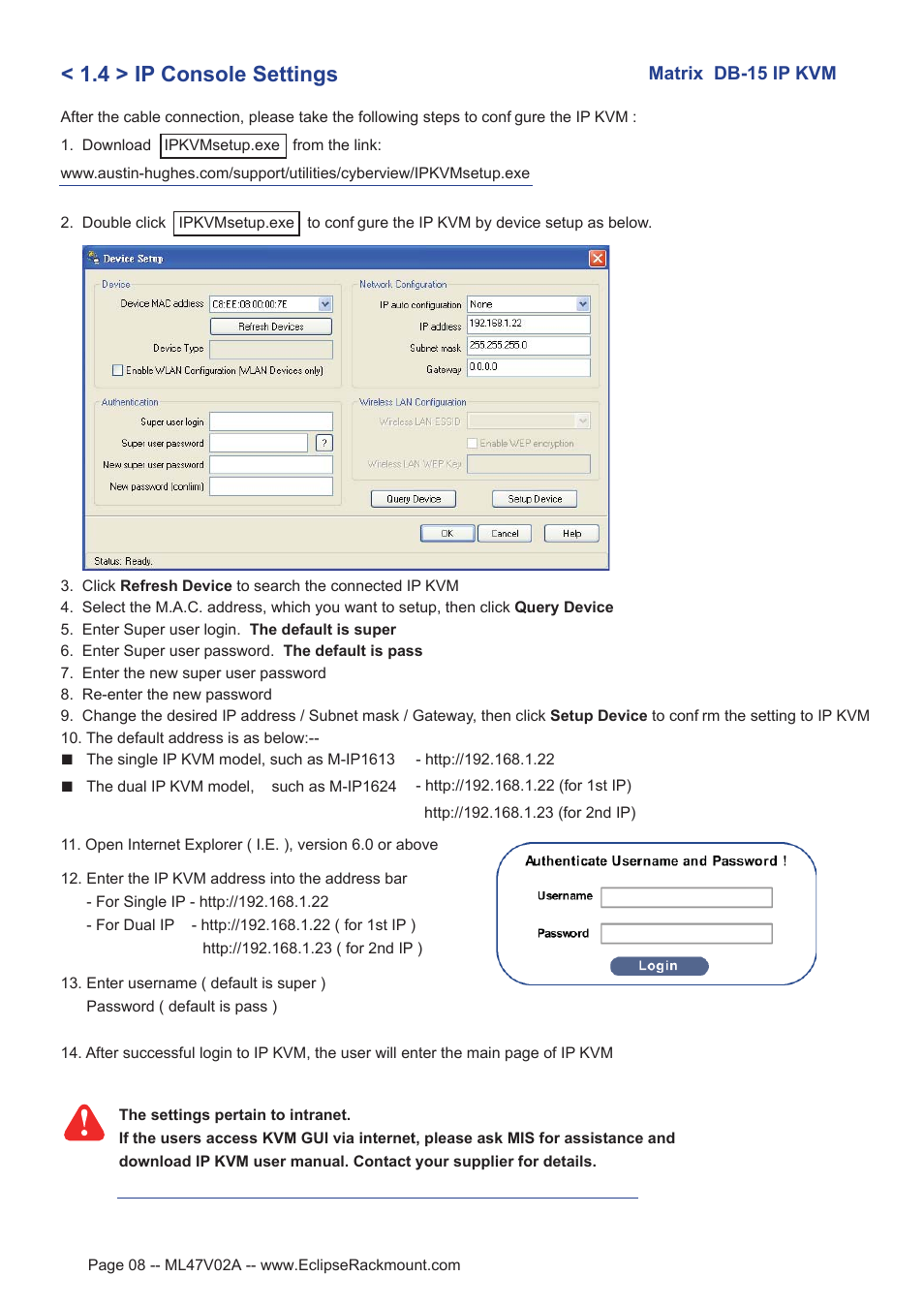 4 > ip console settings | Eclipse Rackmount Multi-User Matrix KVM User Manual | Page 8 / 22