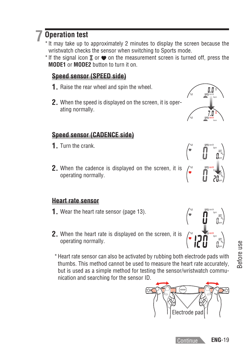 Operation test | CatEye Q3A User Manual | Page 20 / 83
