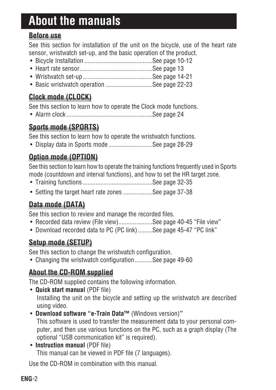 About the manuals | CatEye Q3A User Manual | Page 3 / 83
