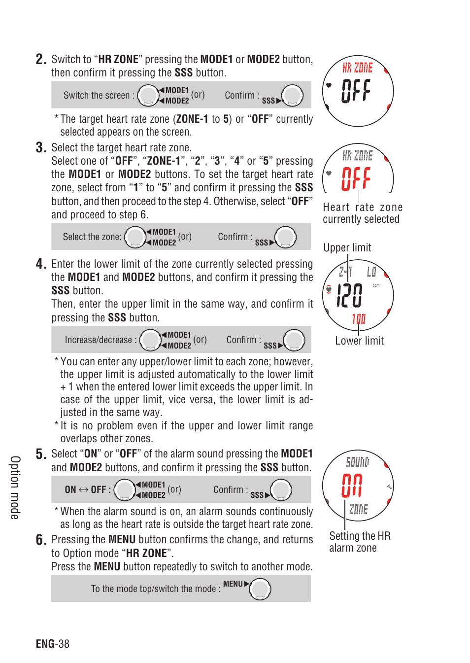 Option mode | CatEye Q3A User Manual | Page 39 / 83