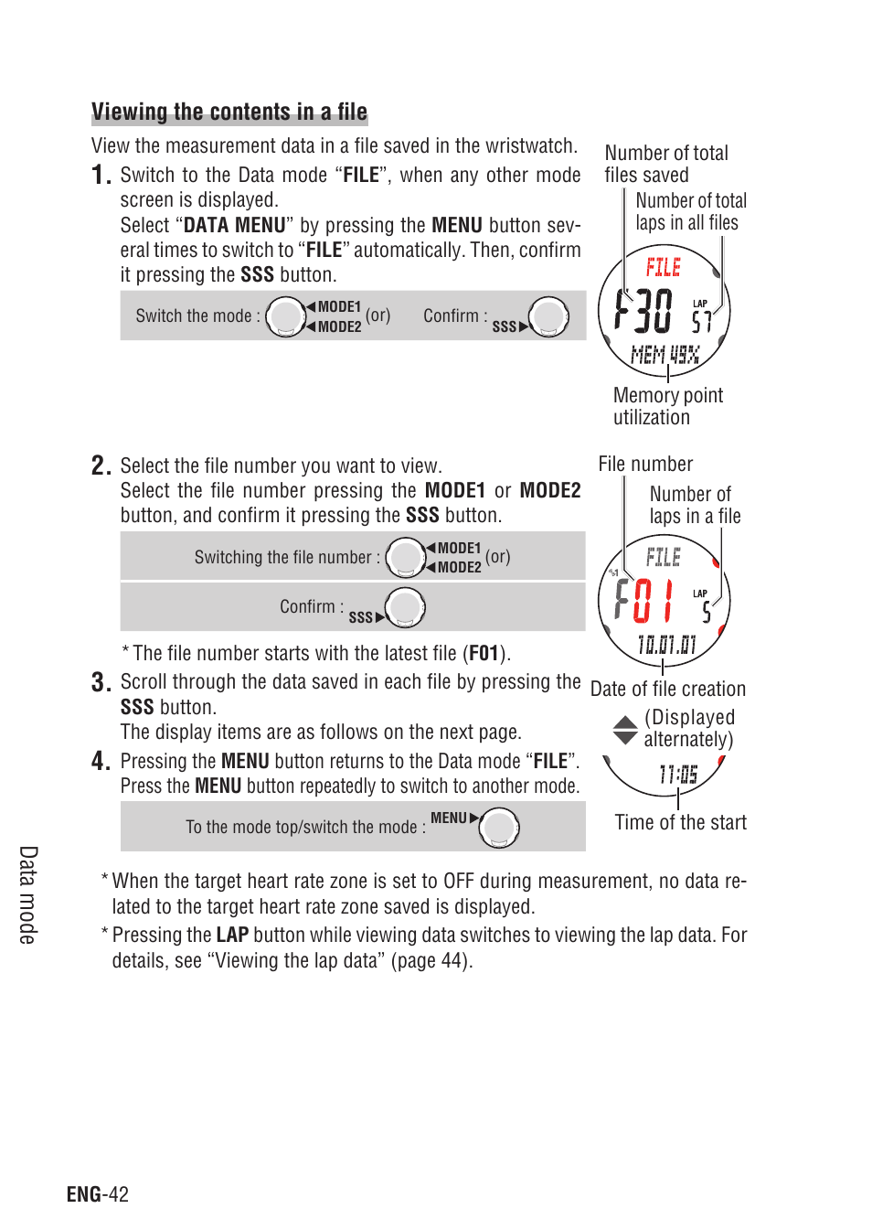 Data mode viewing the contents in a file | CatEye Q3A User Manual | Page 43 / 83
