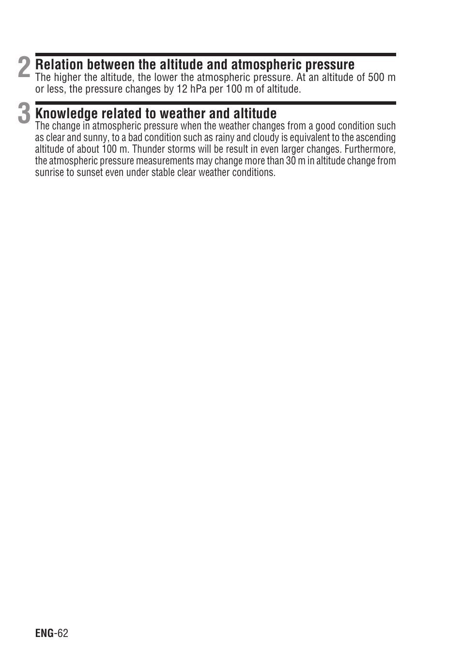 Knowledge related to weather and altitude, Relation between the altitude, And altitude | CatEye Q3A User Manual | Page 63 / 83