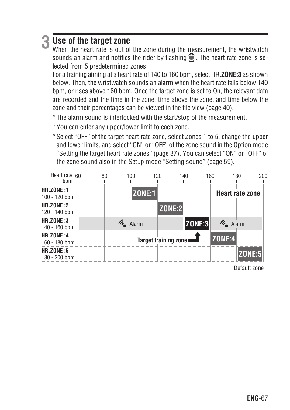 Use of the target zone | CatEye Q3A User Manual | Page 68 / 83