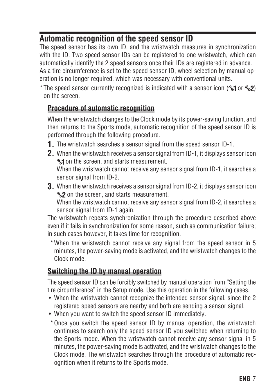 Automatic recognition of the speed sensor id | CatEye Q3A User Manual | Page 8 / 83