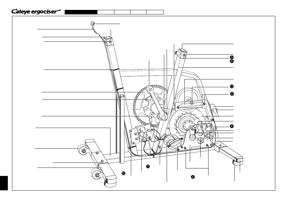 Name of parts for upright type (w/ flywheel) q, 4q 9 6 4 | CatEye EC-3600 User Manual | Page 6 / 71