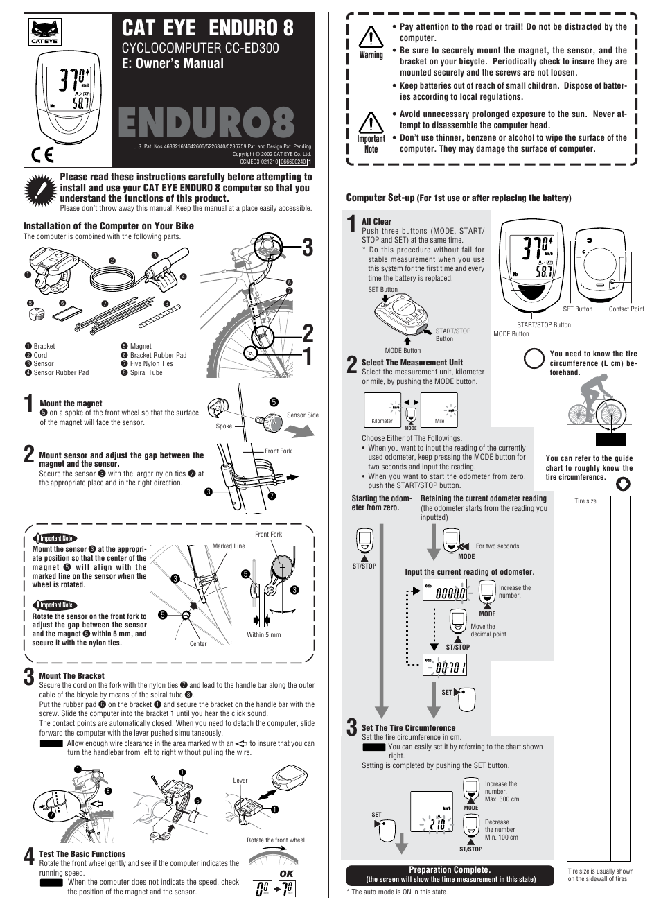 CatEye CC-ED300 User Manual | 2 pages