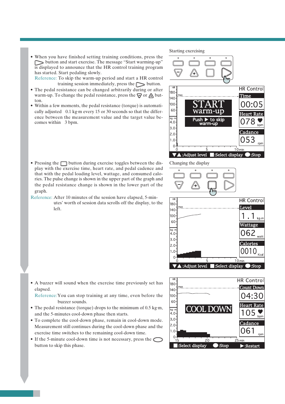 Finish your exercise, Start your exercise | CatEye EC-C400R User Manual | Page 20 / 52