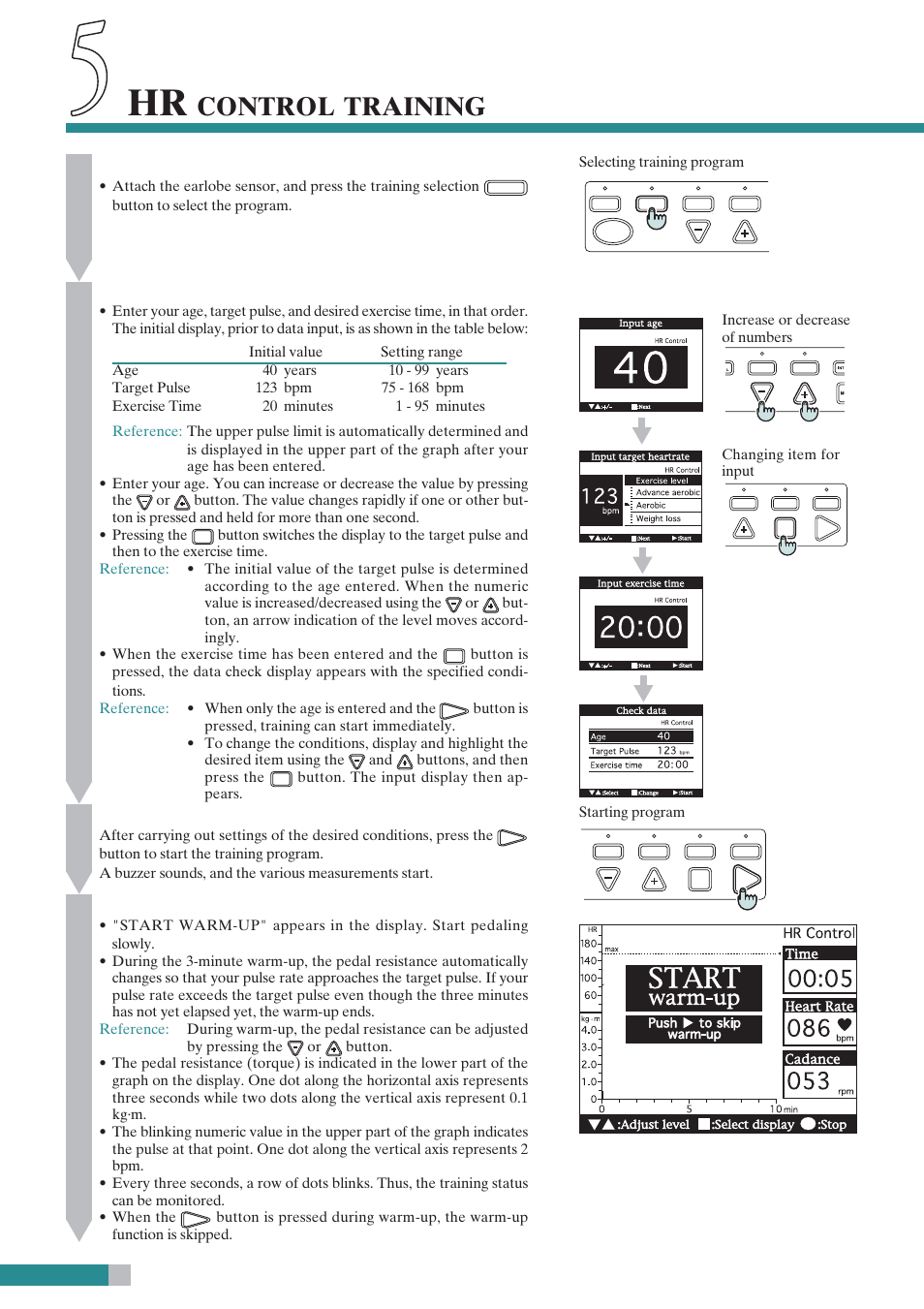 Control, Training | CatEye EC-C400R User Manual | Page 32 / 52