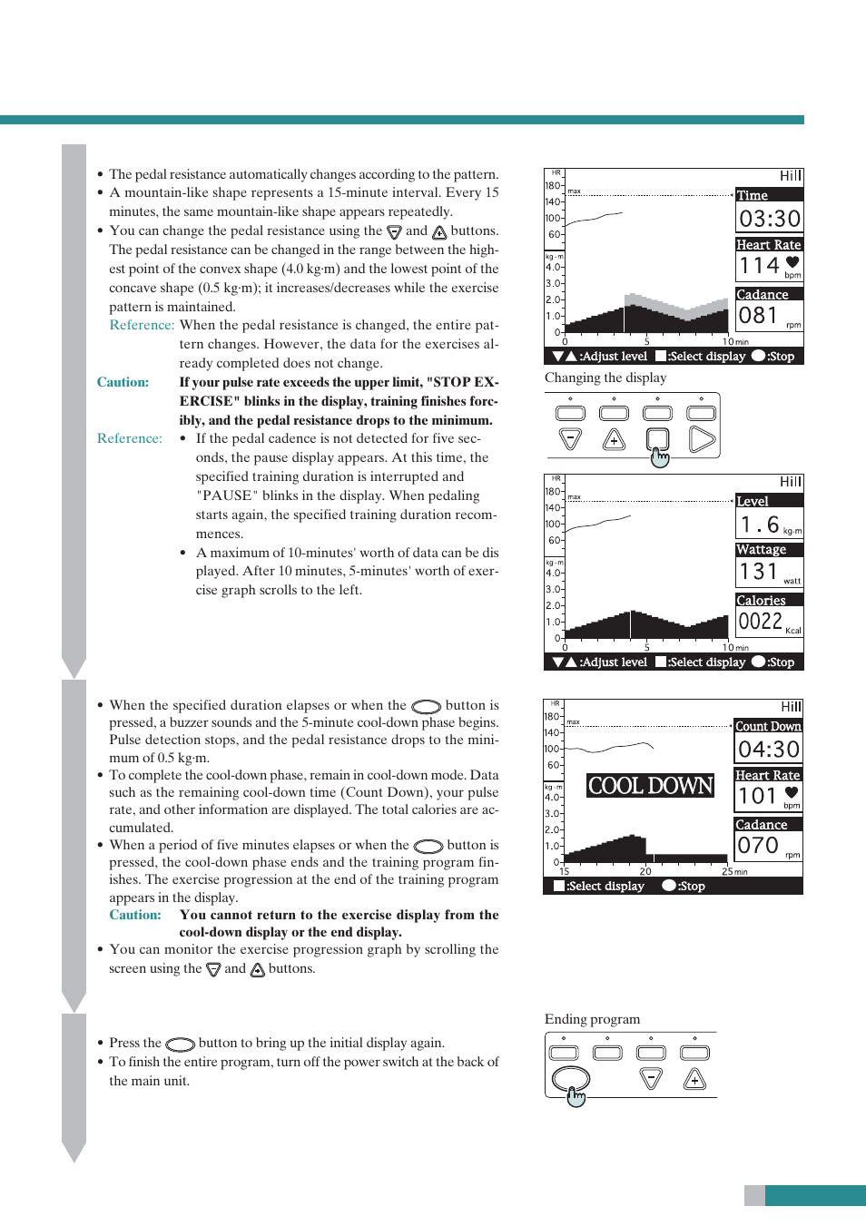 Continue the training, Finish your exercise, End the program | CatEye EC-C400R User Manual | Page 37 / 52