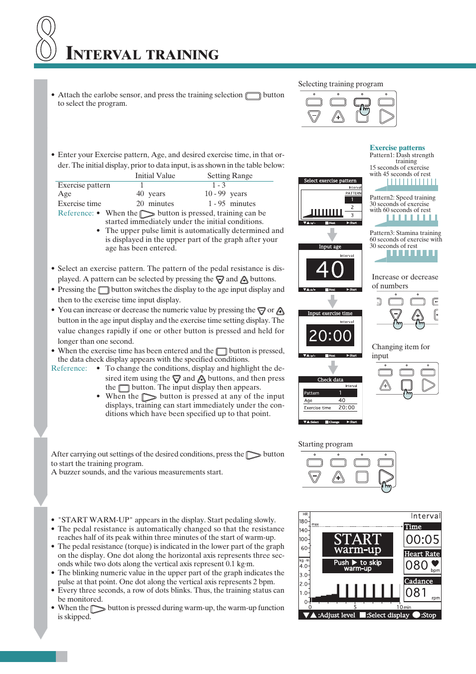 Nterval, Training | CatEye EC-C400R User Manual | Page 38 / 52