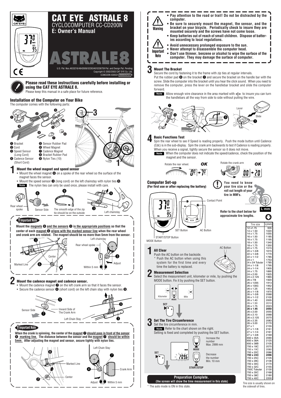 CatEye CC-CD200N User Manual | 2 pages