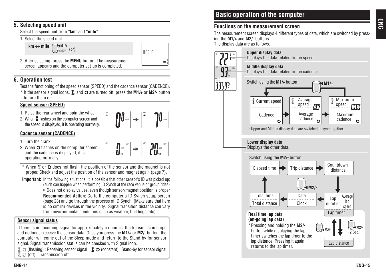 Basic operation of the computer | CatEye CC-TR200DW (V2c) User Manual | Page 8 / 21
