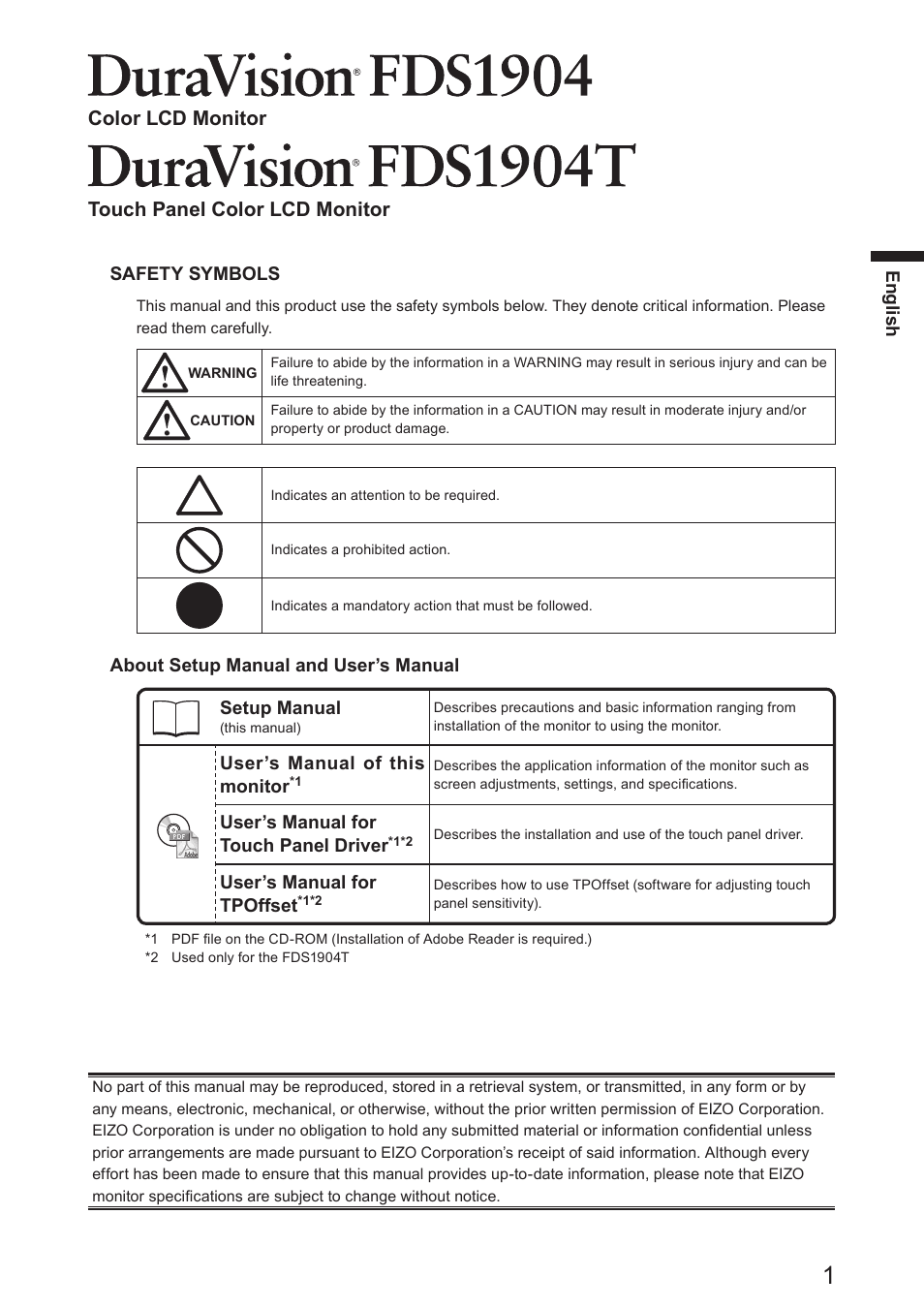 Color lcd monitor touch panel color lcd monitor | Eizo DuraVision FDS1904 取扱説明書 User Manual | Page 21 / 72