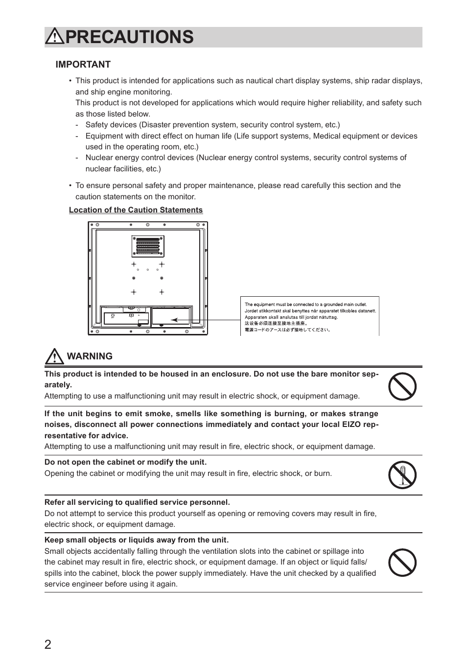 Precautions | Eizo DuraVision FDS1904 取扱説明書 User Manual | Page 22 / 72