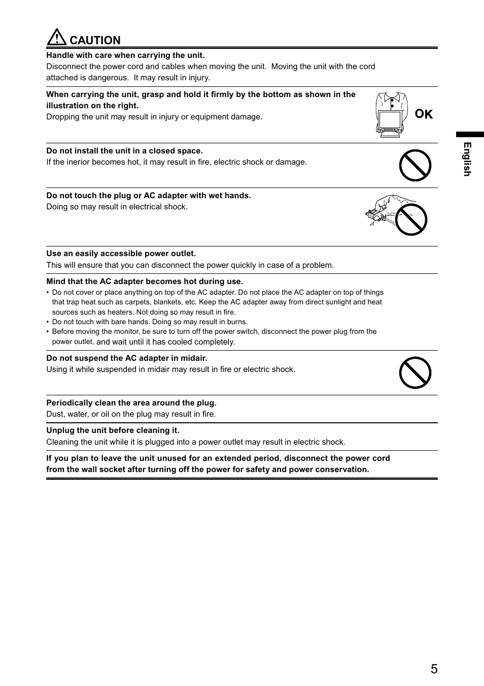 Caution | Eizo DuraVision FDX1003 / FDX1003T 取扱説明書 User Manual | Page 22 / 84