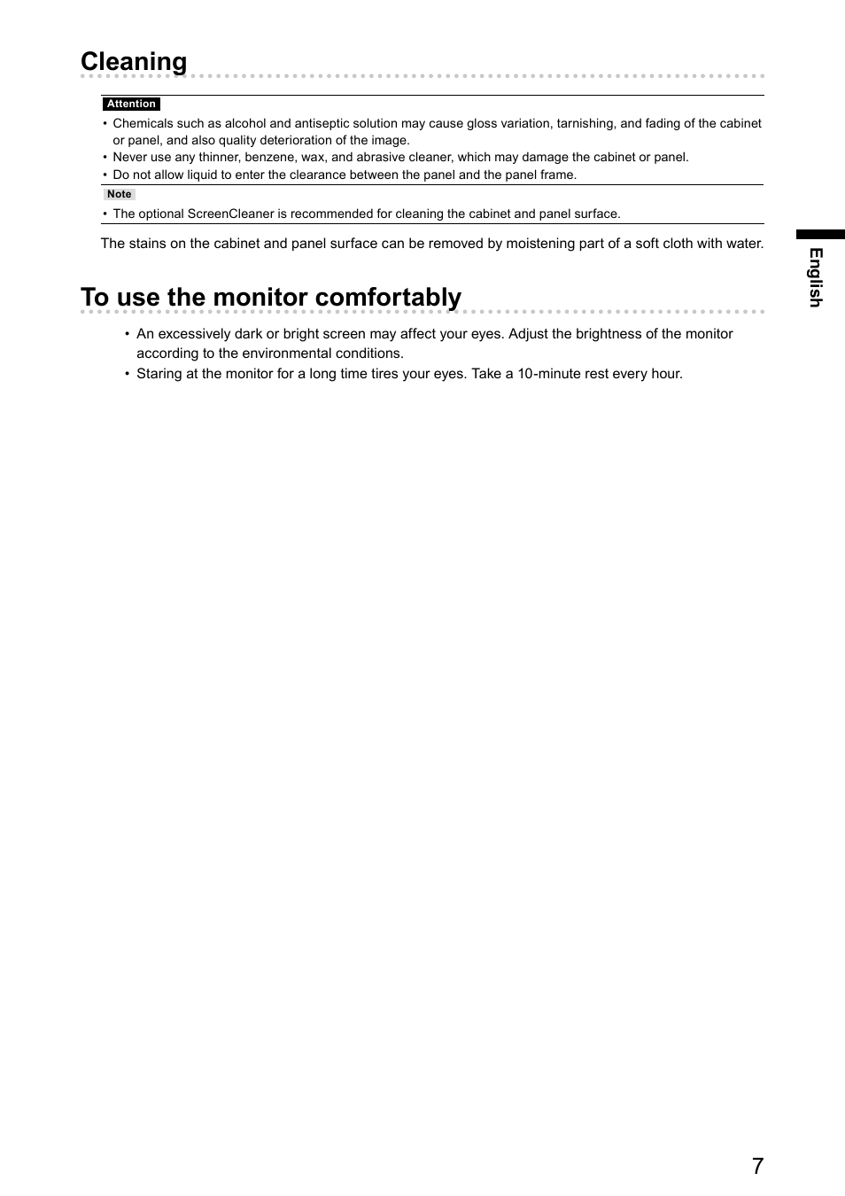 Cleaning | Eizo DuraVision FDX1003 / FDX1003T 取扱説明書 User Manual | Page 24 / 84